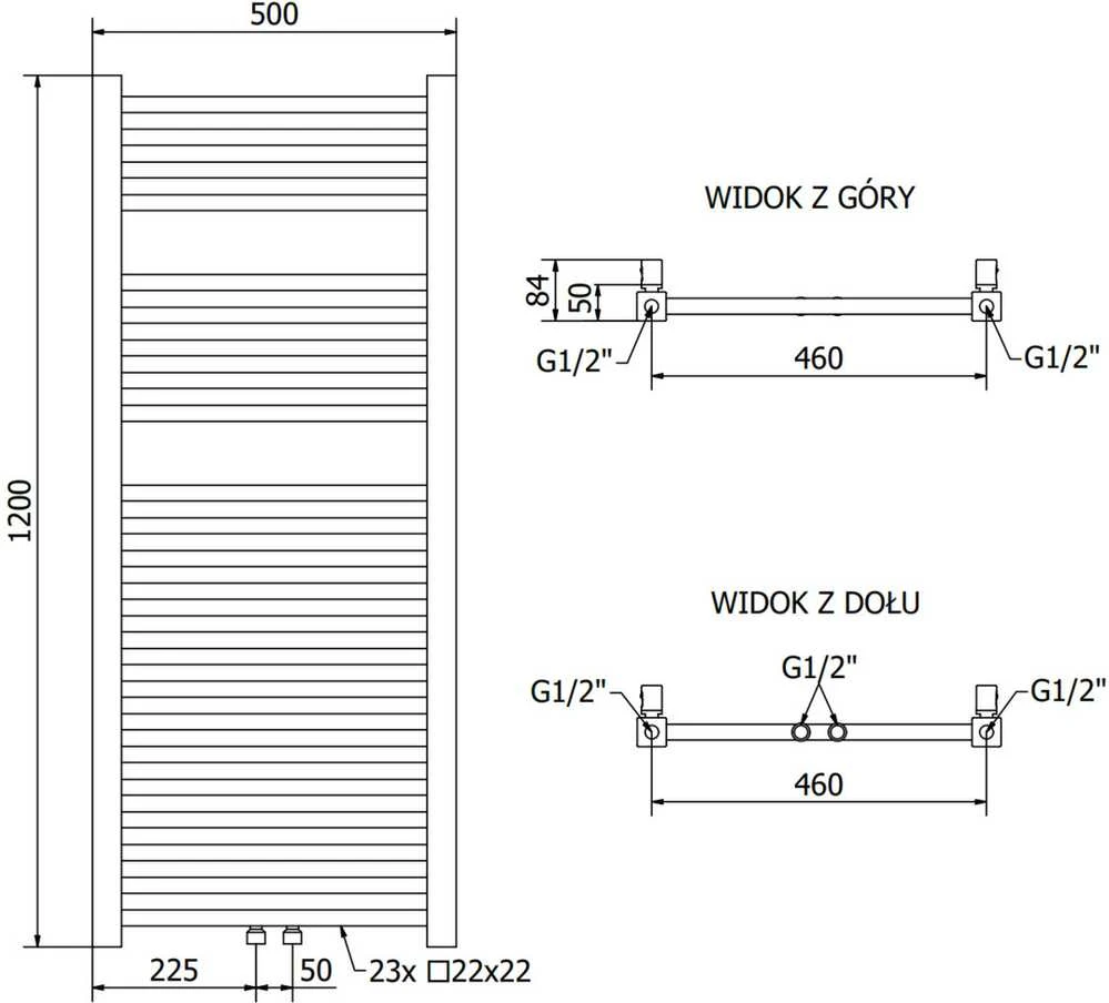 Mexen Pluton vonios radiatorius, 1200 x 500 mm, 493 W, auksinis