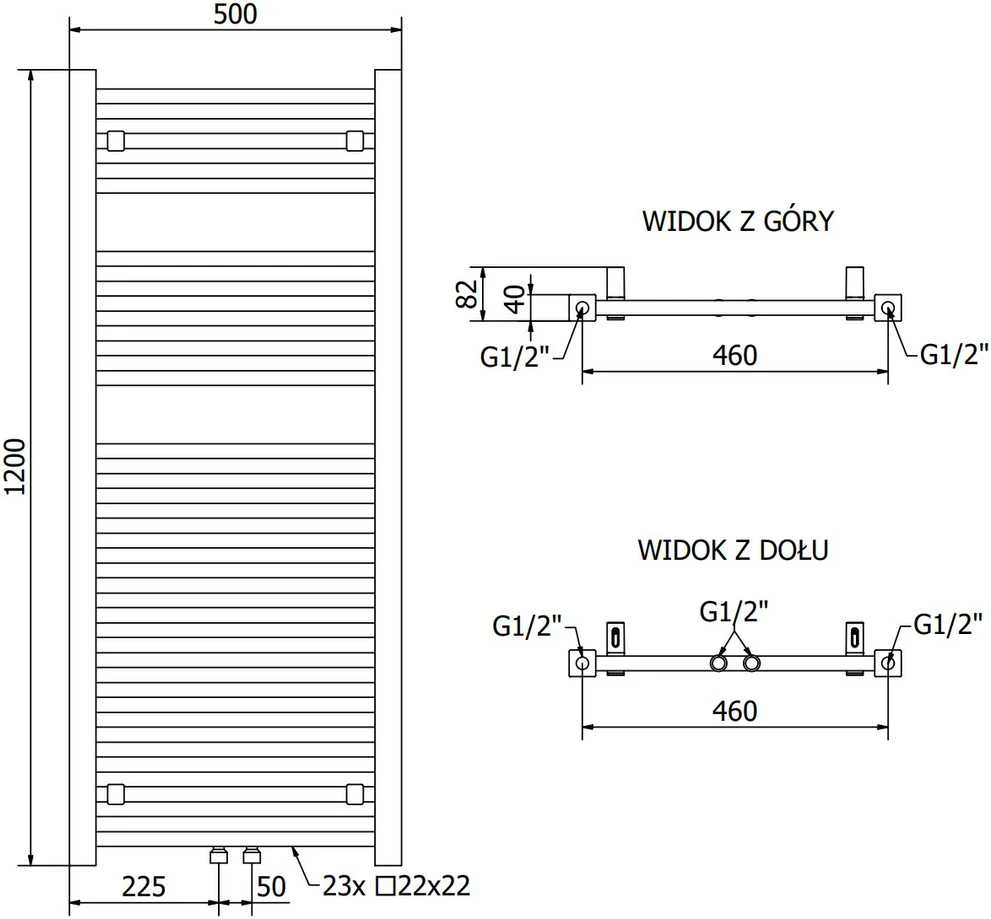 Mexen Pluton vonios radiatorius, 1200 x 500 mm, 493 W, chromo
