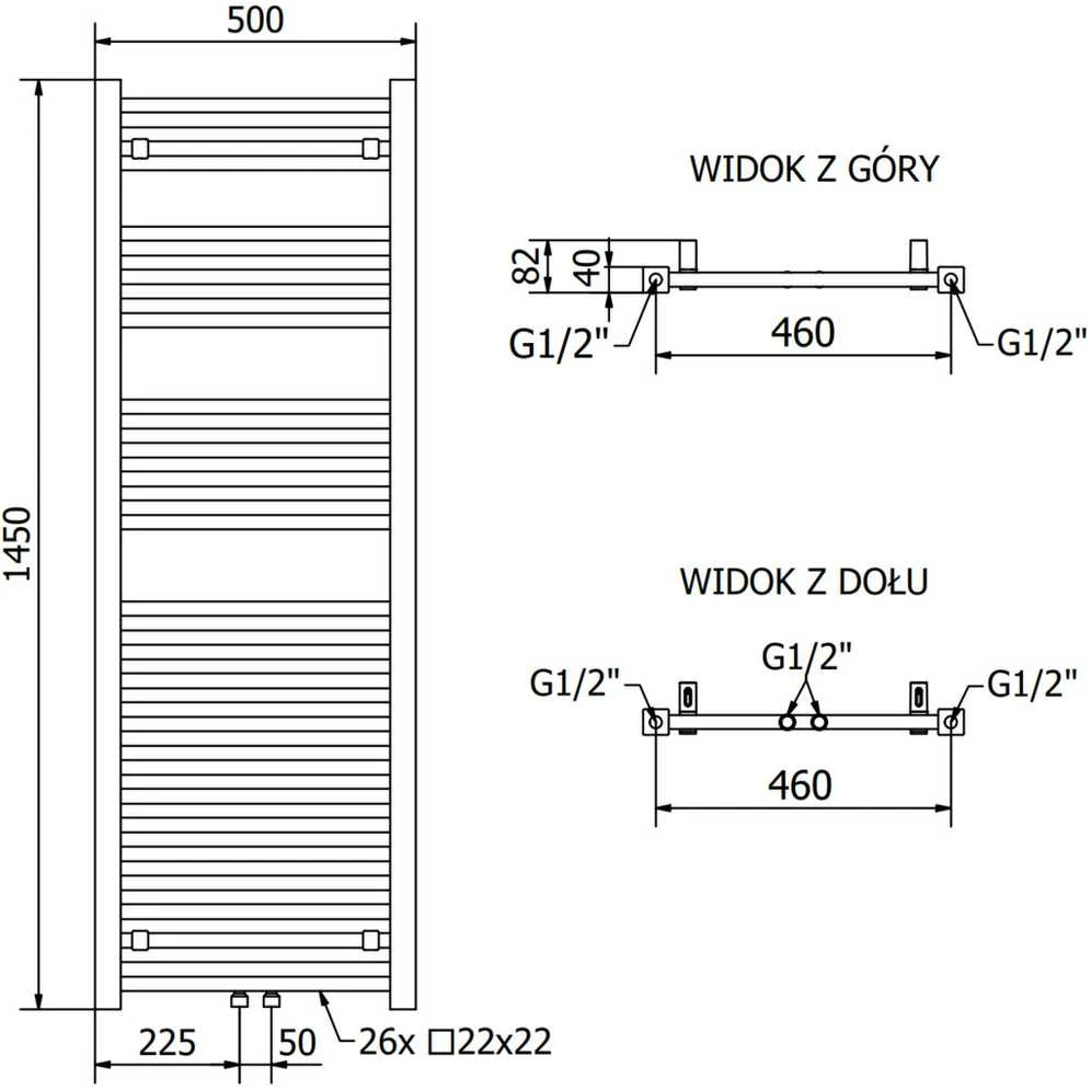 Mexen Pluton vonios radiatorius, 1450 x 500 mm, 721 W, juodas