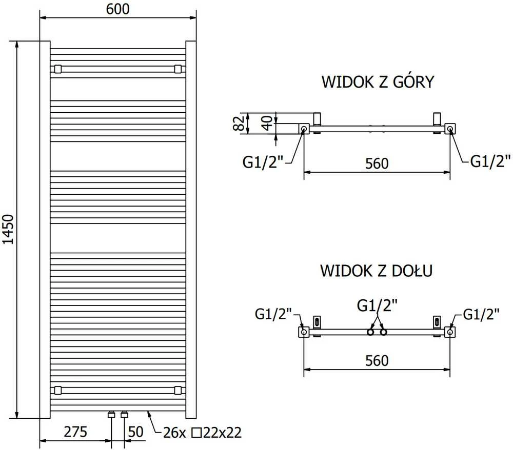 Mexen Pluton vonios radiatorius, 1450 x 600 mm, 835 W, baltas