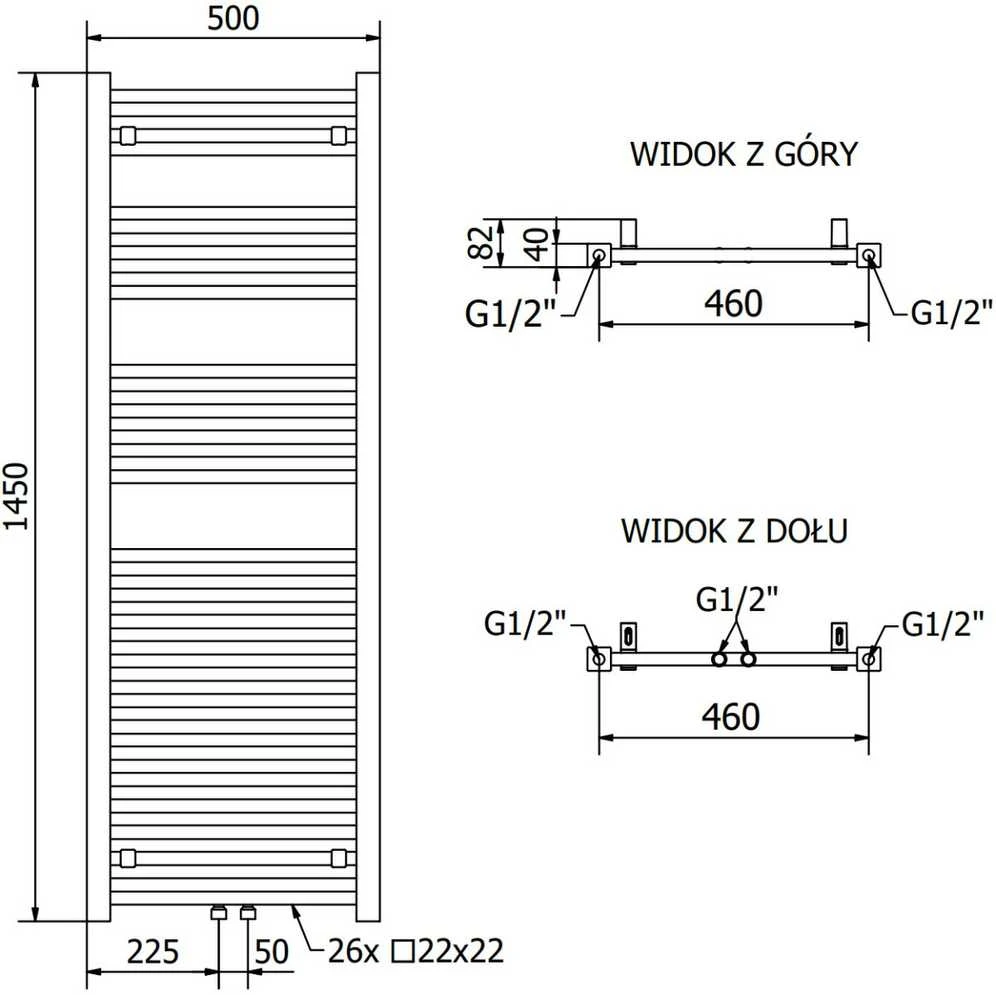 Mexen Pluton vonios radiatorius, 1450 x 500 mm, 721 W, baltas