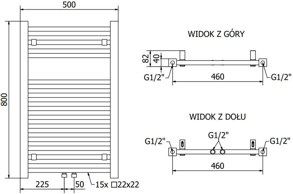 Mexen Pluton vonios radiatorius, 800 x 500 mm, 410 W, juodas