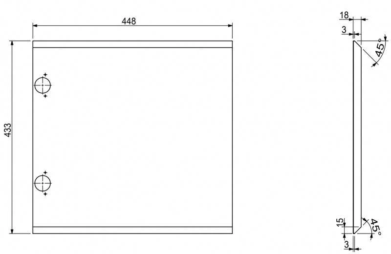 Mexen Rivel priekinė dalis vonios spintelės korpusui, 45 x 43,5 cm, Juodas matt