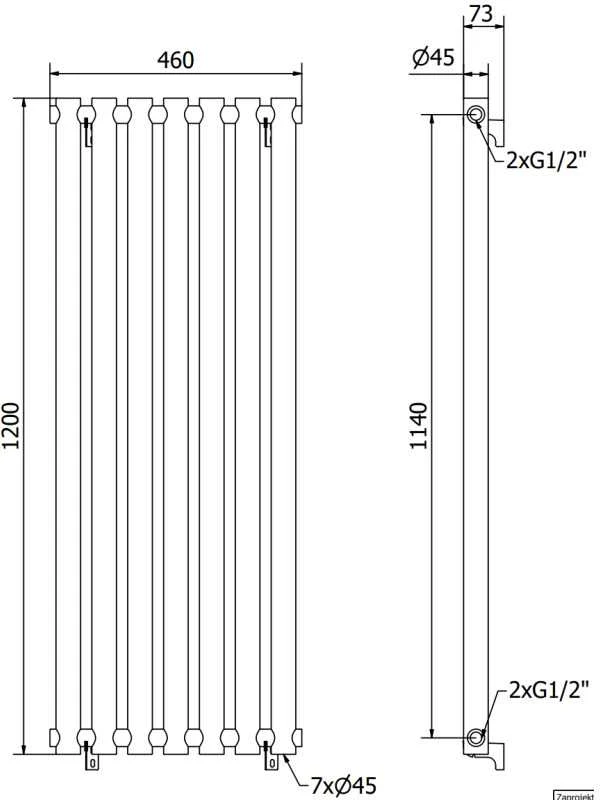 Mexen Texas dekoratyvinis radiatorius, 1200 x 460 mm, 659 W, juodas