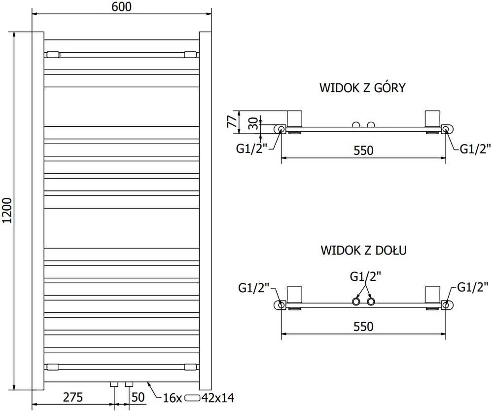Mexen Uran elektrinis radiatorius, 1200 x 600 mm, 600 W, antracitas