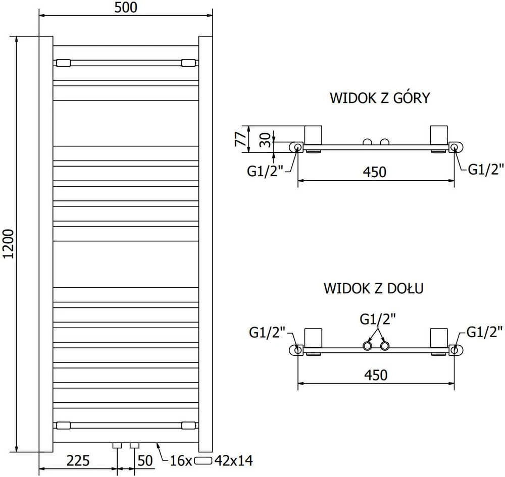 Mexen Uran elektrinis radiatorius, 1200 x 500 mm, 600 W, chromo
