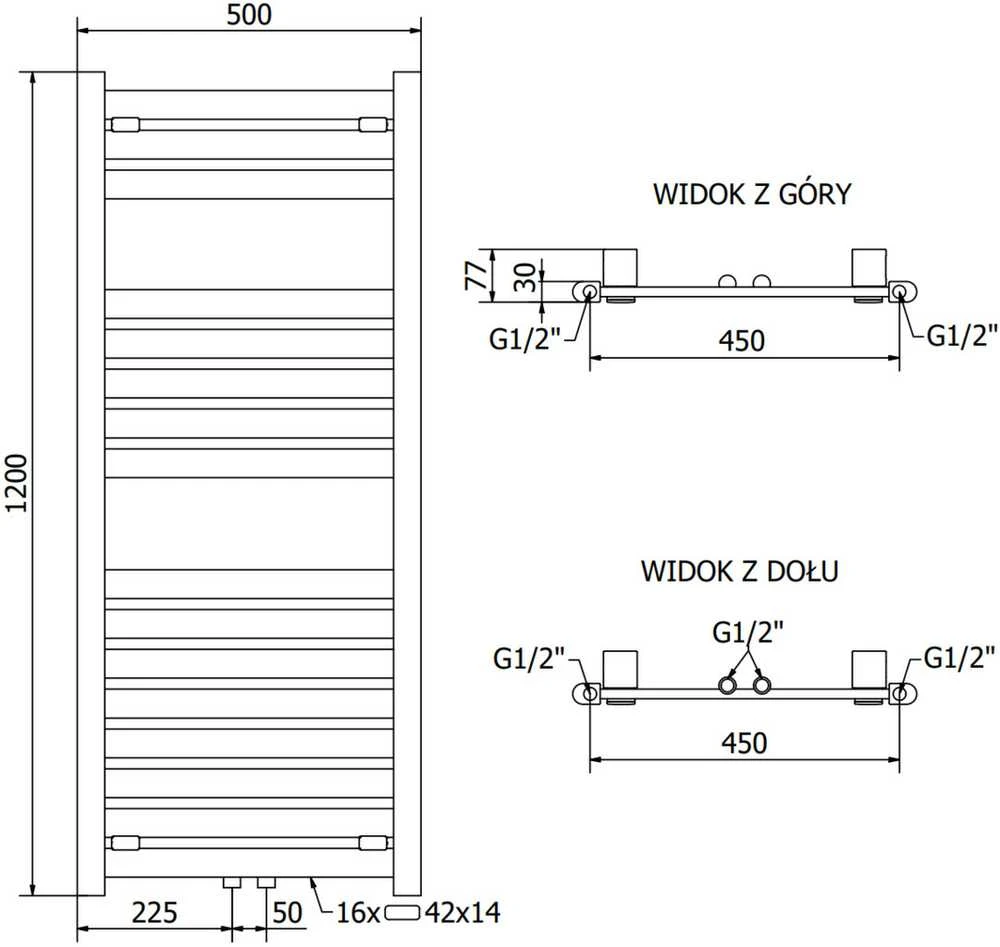 Mexen Uran elektrinis radiatorius, 1200 x 500 mm, 600 W, baltas
