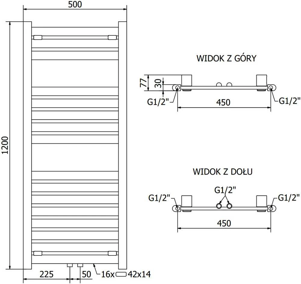 Mexen Uran elektrinis radiatorius 1200 x 500 mm, 600 W, juodas