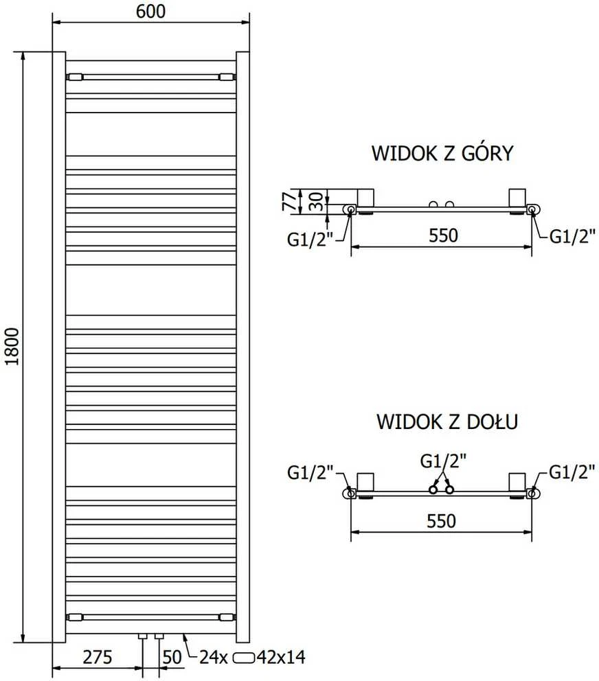 Mexen Uran elektrinis radiatorius, 1800 x 600 mm, 900 W, auksinis