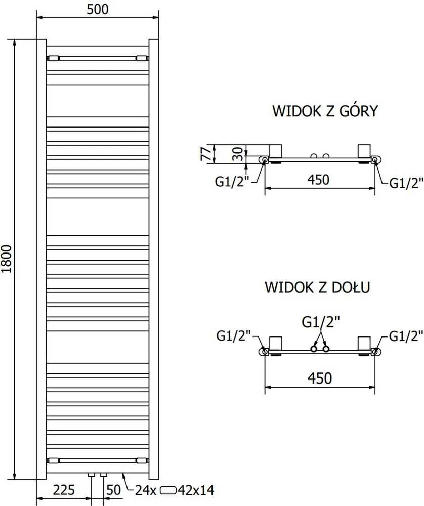 Mexen Uran elektrinis radiatorius, 1800 x 500 mm, 900 W, auksinis