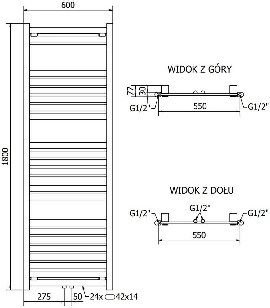 Mexen Uran elektrinis radiatorius, 1800 x 600 mm, 900 W, juodas