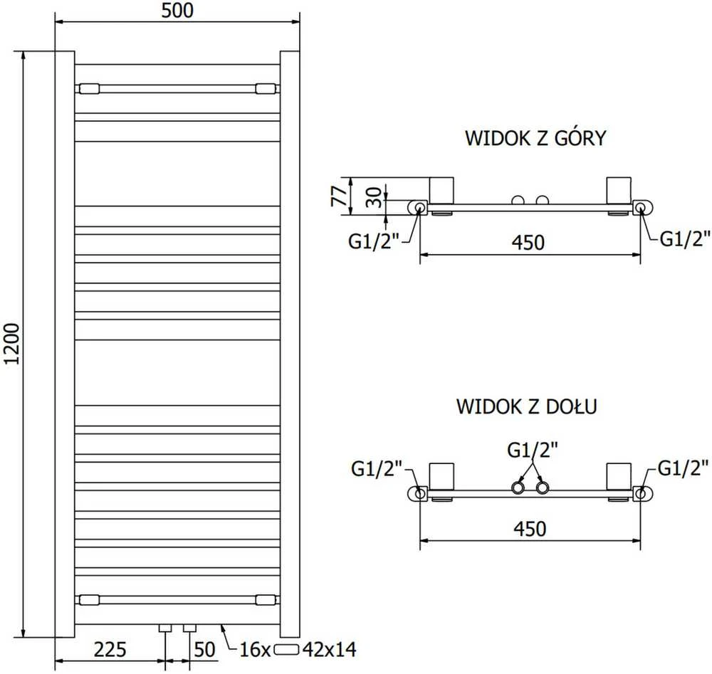 Mexen Uran vonios radiatorius, 1200 x 500 mm, 534 W, antracitas