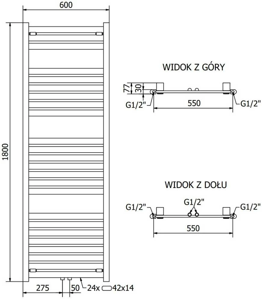 Mexen Uran vonios radiatorius, 1800 x 600 mm, 934 W, baltas