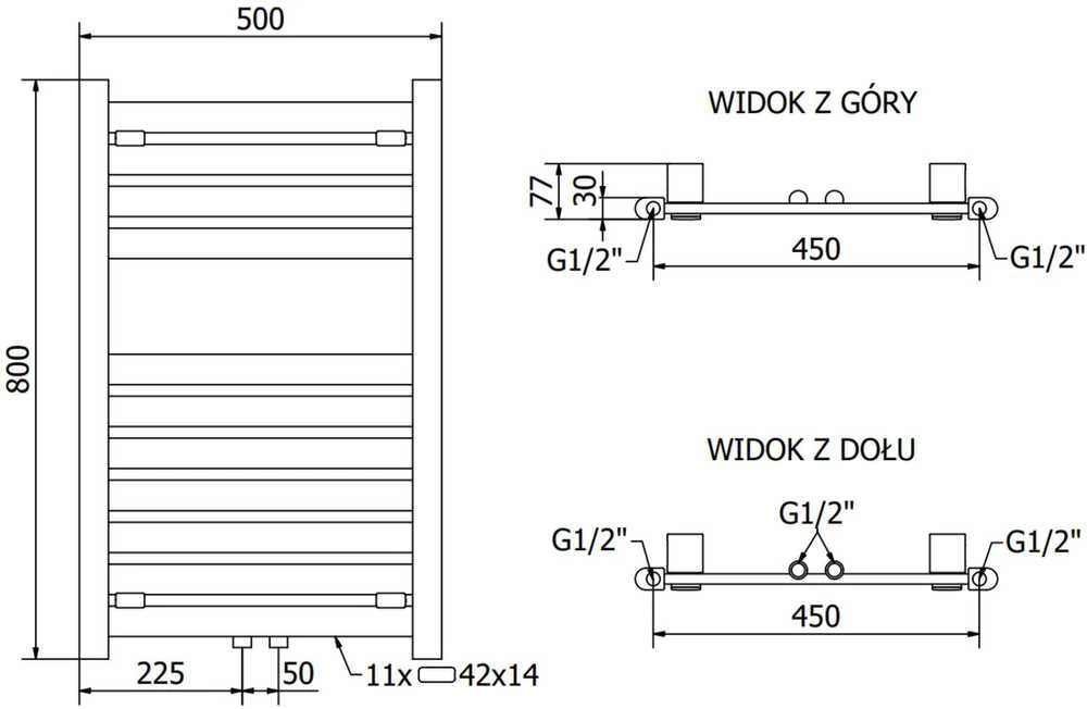 Mexen Uran vonios radiatorius, 800 x 500 mm, 364 W, juodas