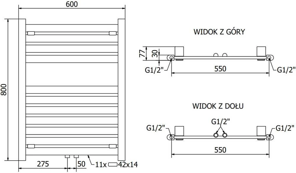 Mexen Uran vonios radiatorius, 800 x 600 mm, 425 W, baltas