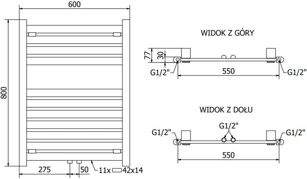 Mexen Uran vonios radiatorius, 800 x 600 mm, 336 W, auksinis