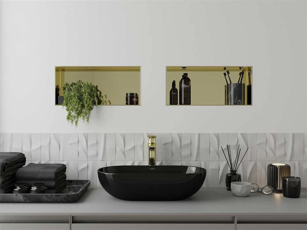 Mexen X-Wall-NR įleidžiama sieninė lentyna, 45x20 cm, Gold