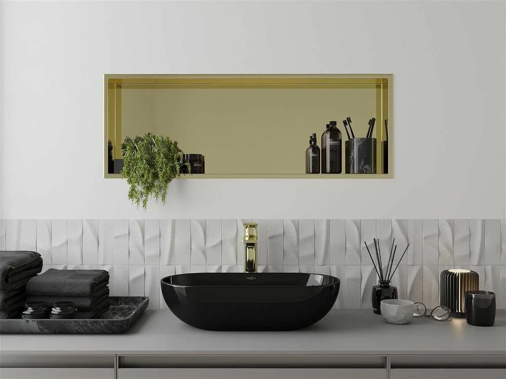 Mexen X-Wall-R įleidžiama sieninė lentyna, 90x30 cm, Gold