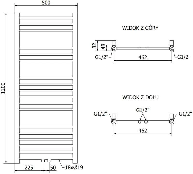 Mexen Yodo vonios radiatorius, 1200 x 500 mm, 382 W, baltas