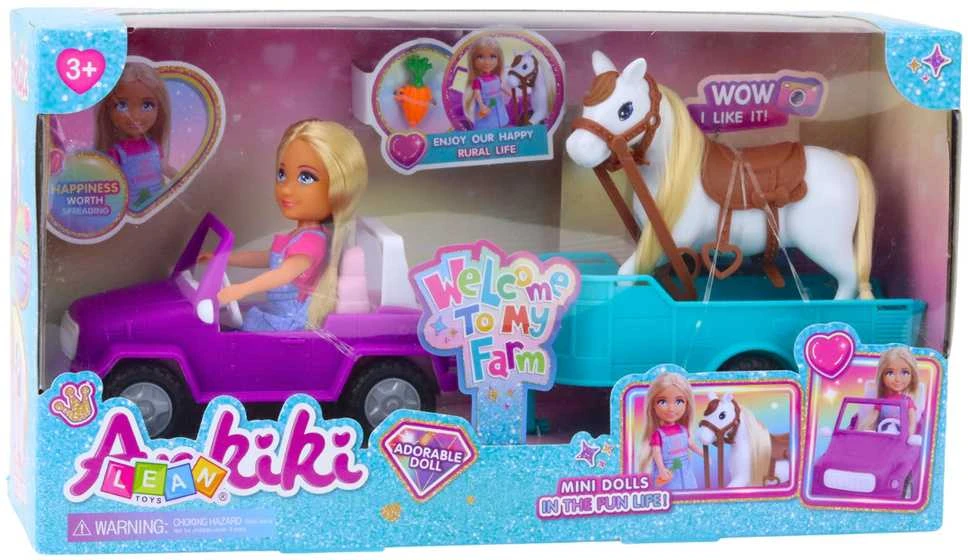 Mini lėlė Ankiki su automobiliu ir žirgu