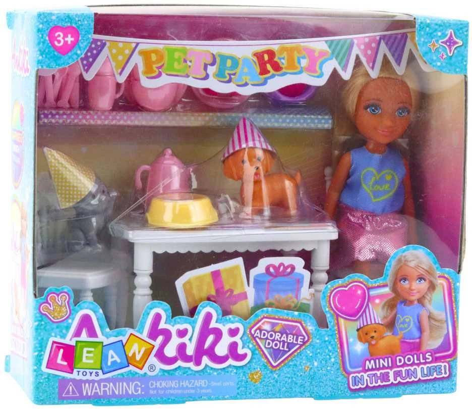 Mini lėlė Ankiki su gyvūnais ir gimtadienio priedais