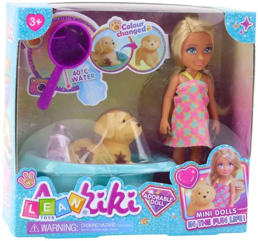 Mini lėlė Ankiki su šuniuku ir maudymo priedais
