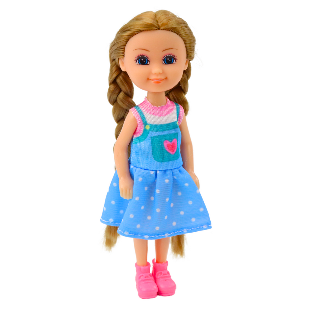 Mini lėlė ilgais plaukais, 15 cm (1 vnt.)