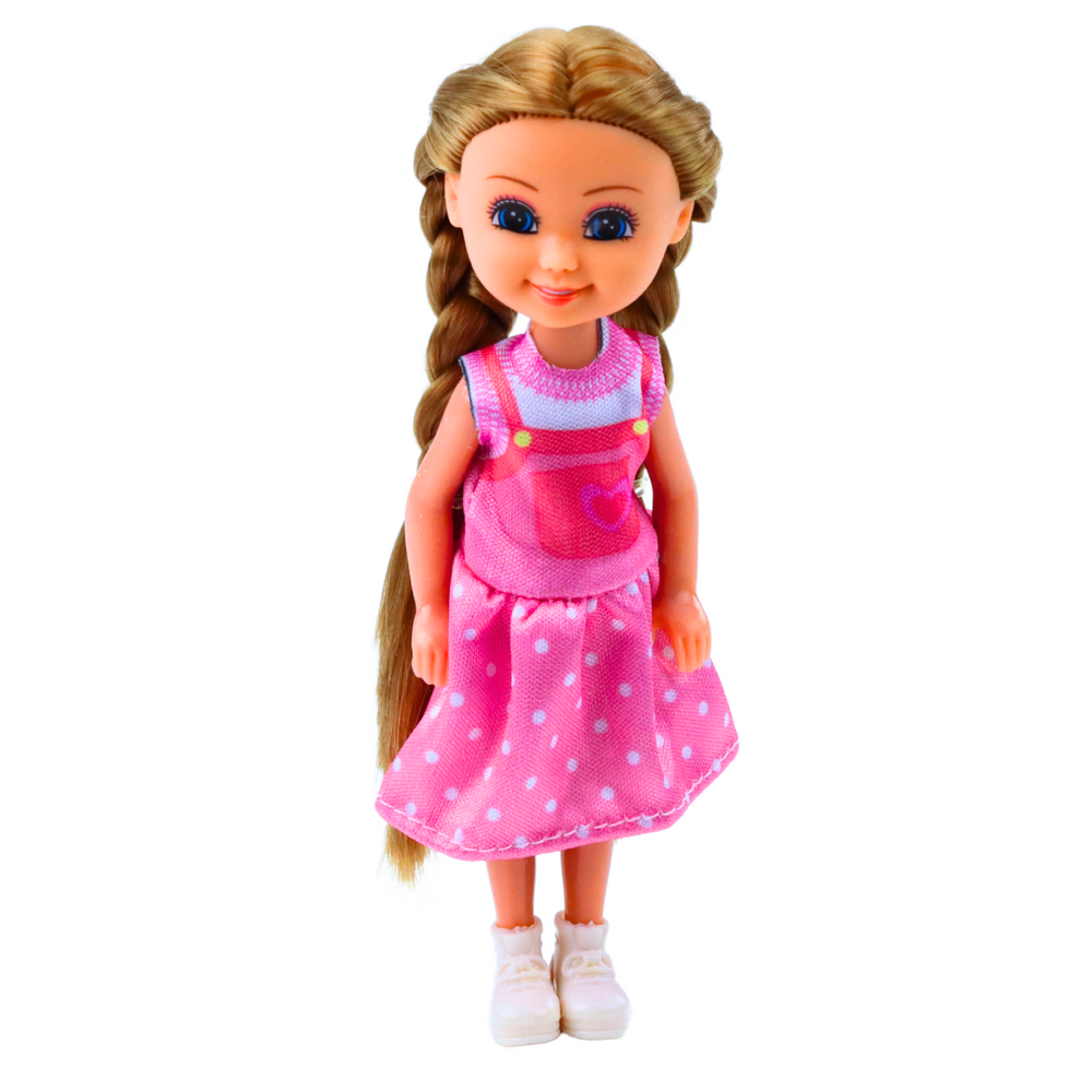 Mini lėlė ilgais plaukais, 15 cm (1 vnt.)