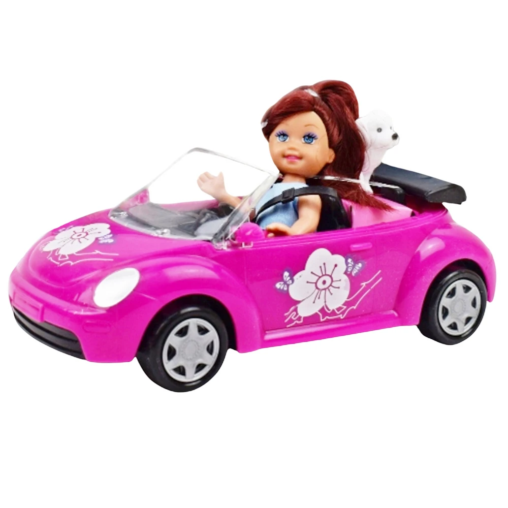 Mini lėlė su automobiliu ir šuniuku