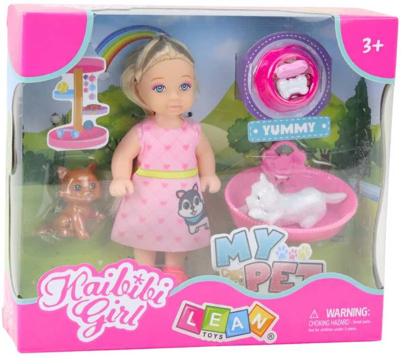 Mini lėlė su gyvūnais ir aksesuarais