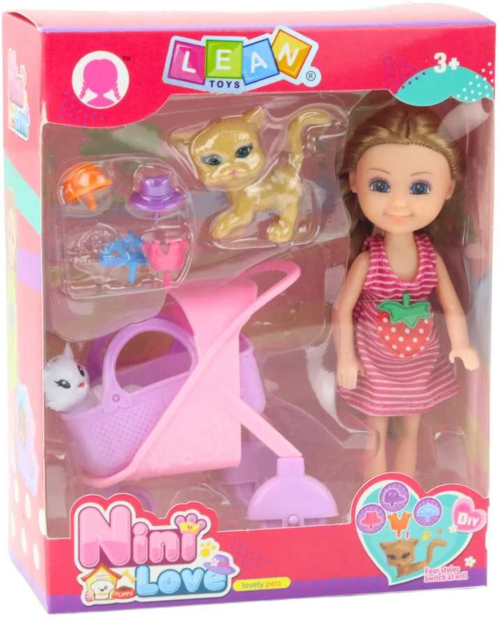 Mini lėlė su kačiukais ir aksesuarais