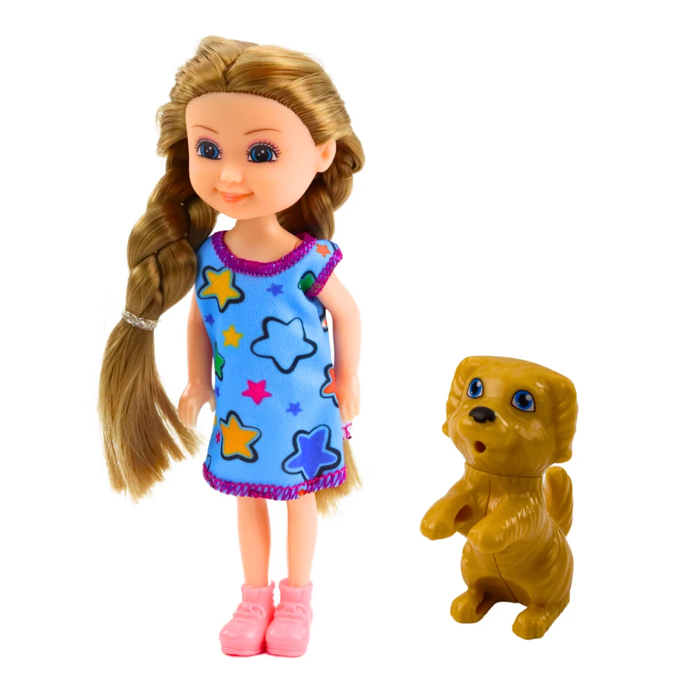 Mini lėlė su šuniuku, 14.5 cm (1 vnt.)