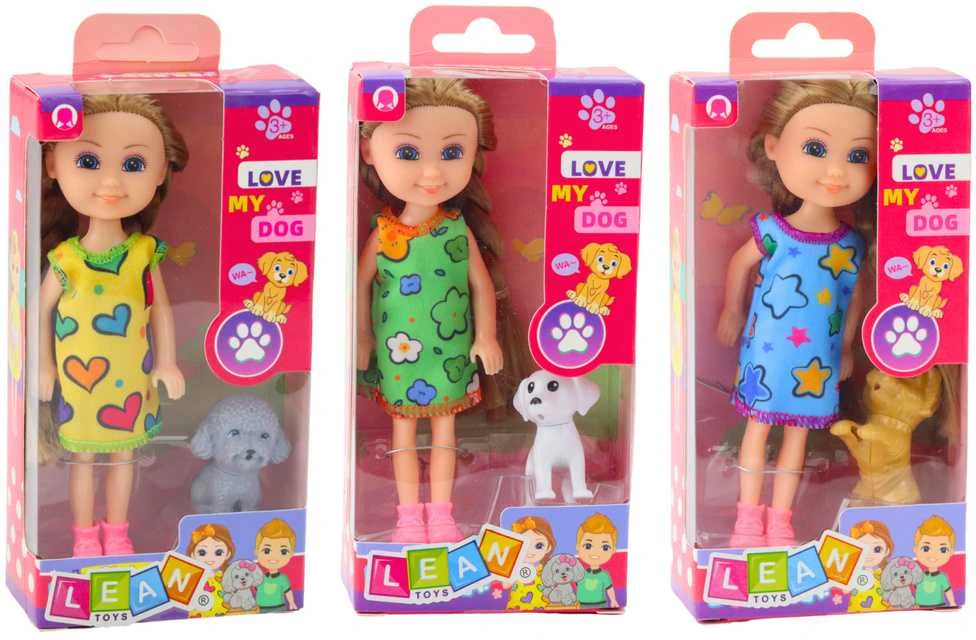 Mini lėlė su šuniuku, 14.5 cm (1 vnt.)
