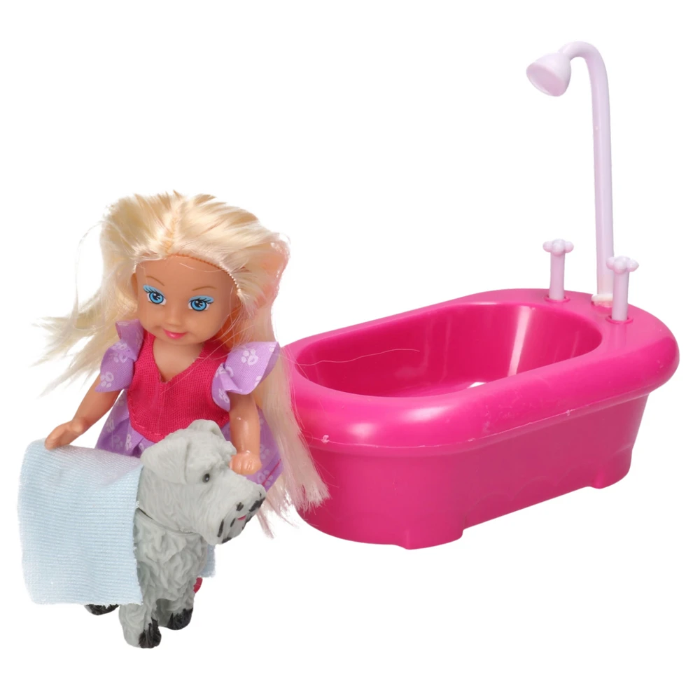 Mini lėlė su vonia ir šuniuku
