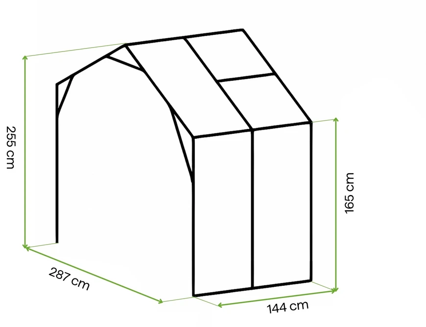 Modulis šiltnamiui-oranžerijai TRIBECA, Solid PC+Glass, 287x144 cm