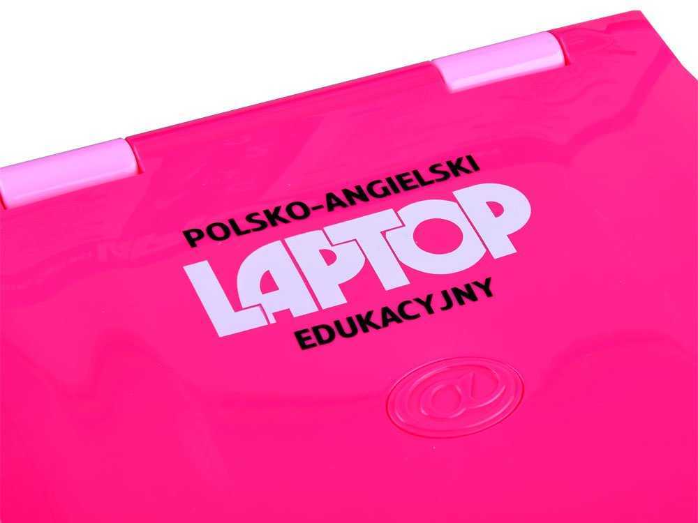 Mokomasis nešiojamasis kompiuteris lenkų-anglų kalbomis su 65 funkcijomis, rožinis
