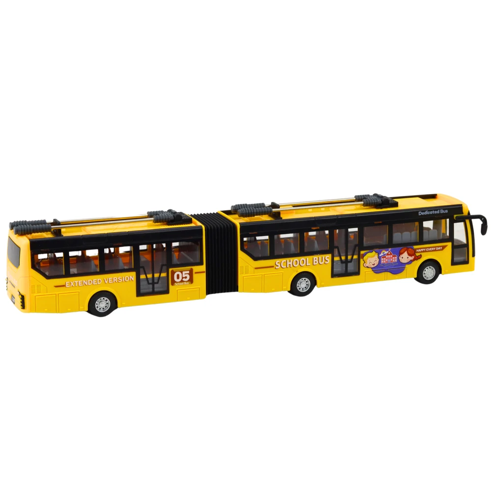 Mokyklinis autobusas su nuotolinio valdymo pultu ir šviesos efektais, 1:32, geltonas