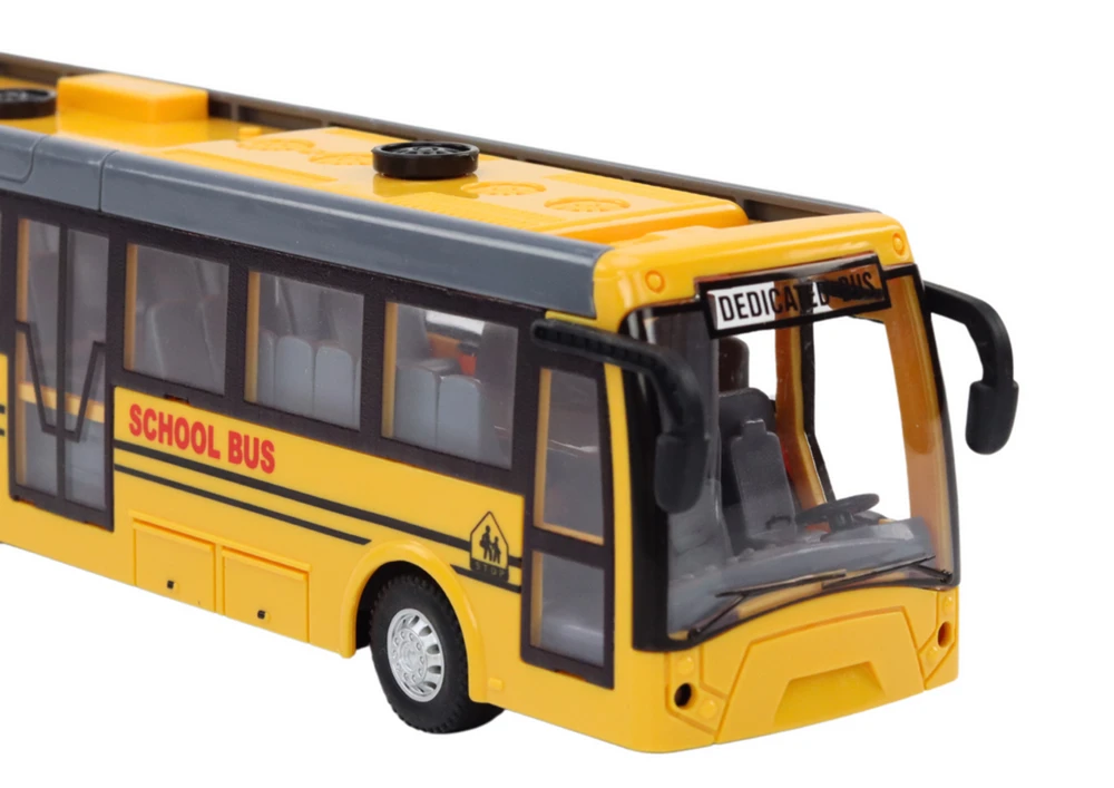 Mokyklinis autobusas su nuotolinio valdymo pultu, geltonas