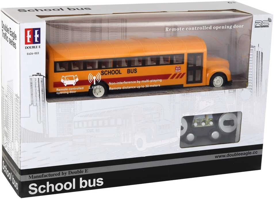 Mokyklinis autobusas su nuotolinio valdymo pultu, geltonas