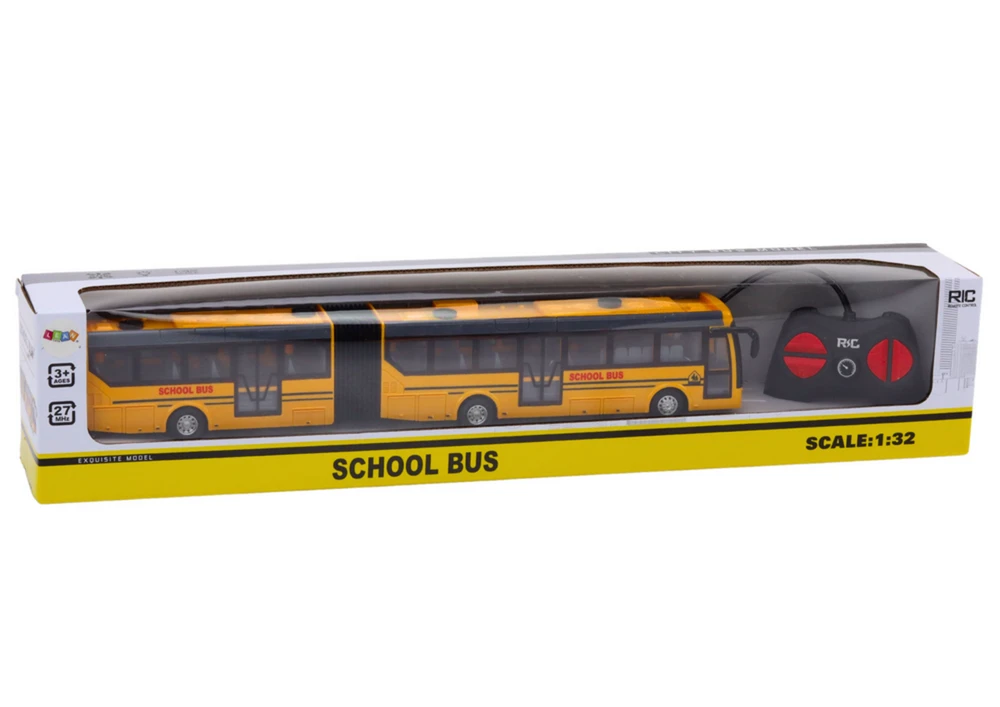 Mokyklinis autobusas su nuotolinio valdymo pultu, geltonas