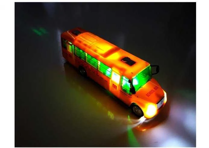 Mokyklinis autobusiukas su garsais ir šviesom, geltonas