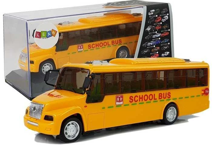 Mokyklinis autobusiukas su garsais ir šviesom, geltonas