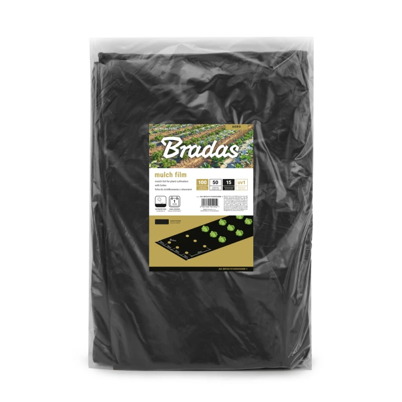 Mulčiavimo folija su skylutėmis Bradas, 1x50 m, juoda