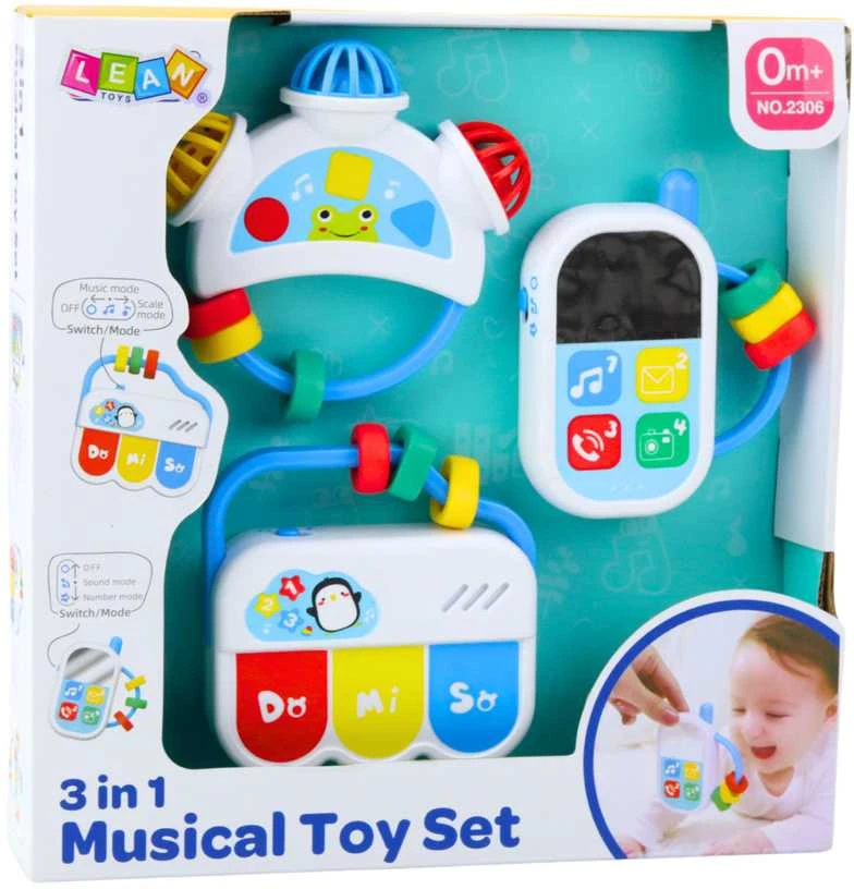 Muzikinių žaislų rinkinys mažyliams, 3 vnt.