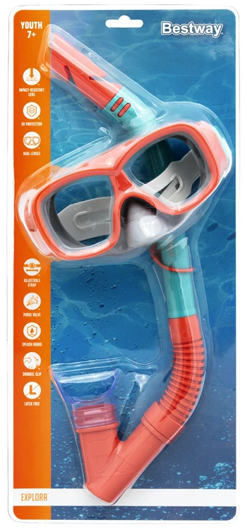 Bestway Set Mask with snorkel for diving Raudonas 7+ 24032