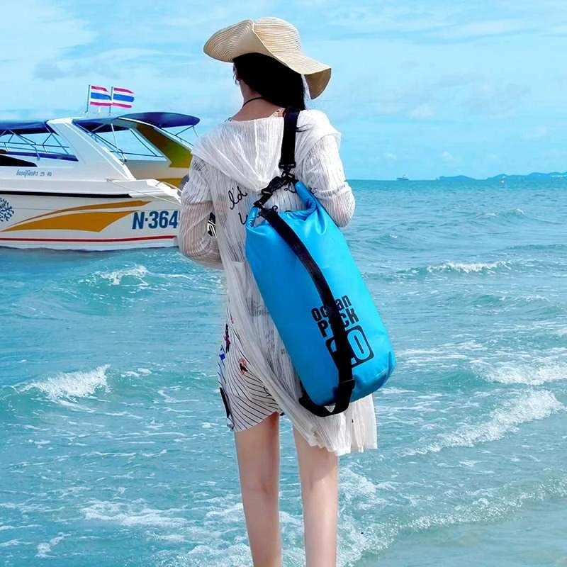 Neperšlampamas turistinis krepšys, mėlynas, 10 L