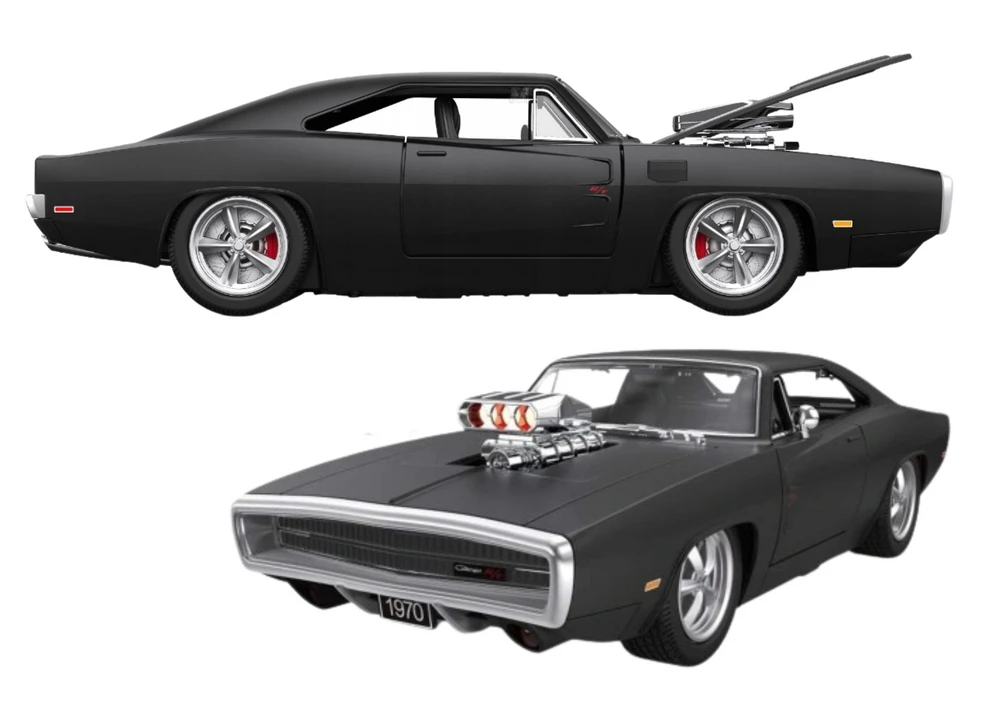 Nuotoliniu būdu valdomas automobilis 1970 Dodge Charger R/T, juodas
