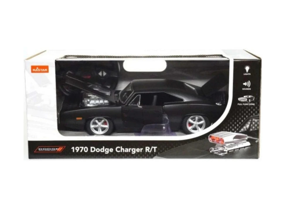 Nuotoliniu būdu valdomas automobilis 1970 Dodge Charger R/T, juodas