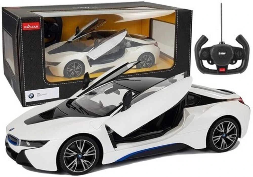 Nuotoliniu būdu valdomas automobilis BMW i8 Rastar, baltas