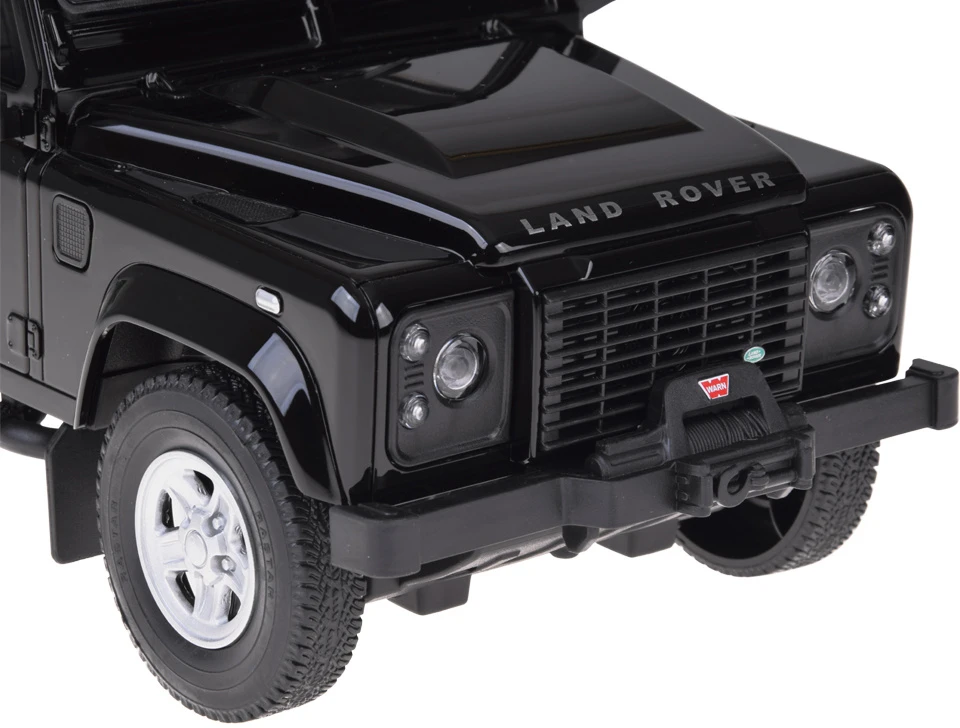 Nuotoliniu būdu valdomas automobilis Land Rover Defender su priekaba, juodas